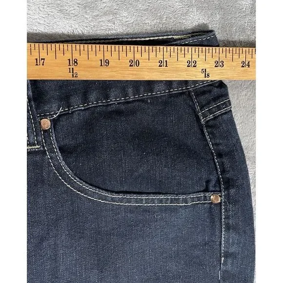 Vintage Y2K Kani Gold Shorts Raw Hem Blue Dark Wash Denim Jean 13" Inseam Sz 46‎ - Picture 2 of 11